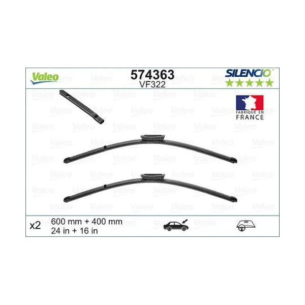 2 Balais d'essuie-glace VALEO Silencio VF322