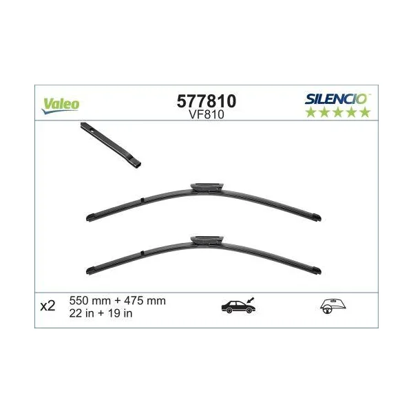 2 Balais d'essuie-glace VALEO Silencio VF810