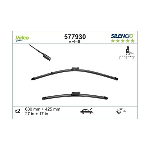 2 Balais d'essuie-glace VALEO Silencio VF930