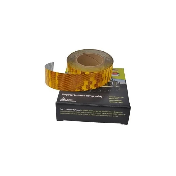 50 mètres de ruban adhésif réfléchissant pour surfaces dures - orange/jaune