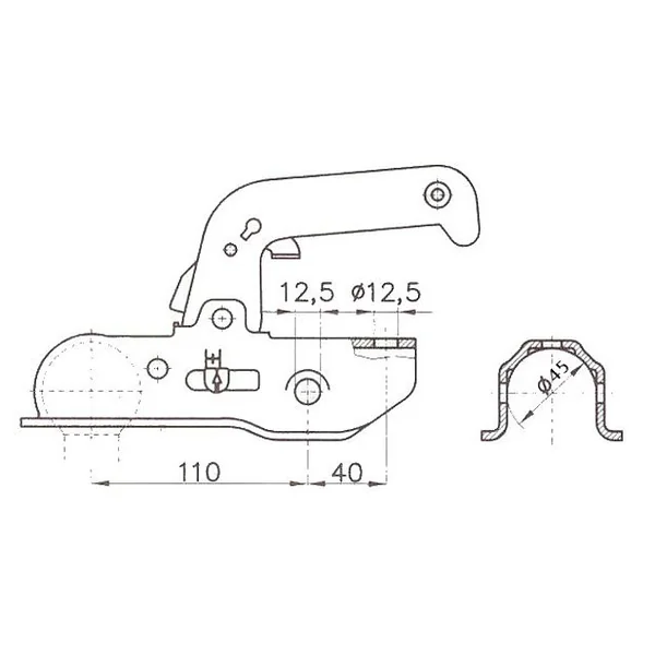 Albe - EM220RA - rond 45 mm - 2200 kg - Boîtier d'attelage freinée