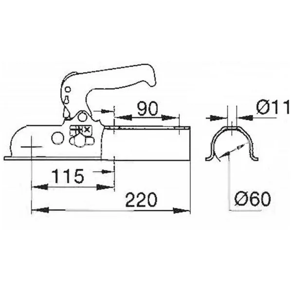 Albe EM80RF - rond 60 mm - 800 kg - Têtes d'attelage non freinées