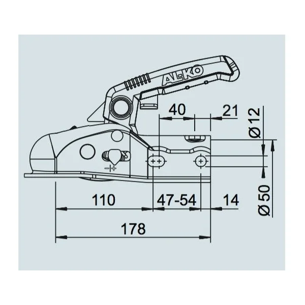 AL-KO AK161 - rond 50 mm - 1600 kg - Boîtier d'attelage freinée