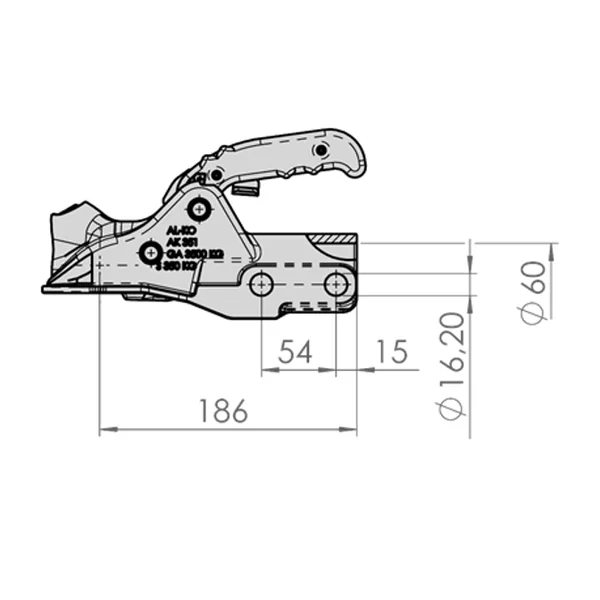 AL-KO AK351 - rond 60 mm - 3500 kg - Boîtier d'attelage freinée
