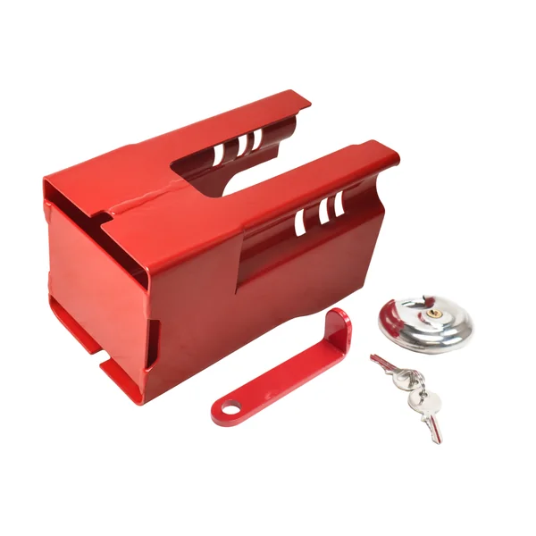 Antivol de timon tubulaire Cantonal - rouge - acier - incl. cadenas à disque en acier inoxydable avec 2 clés