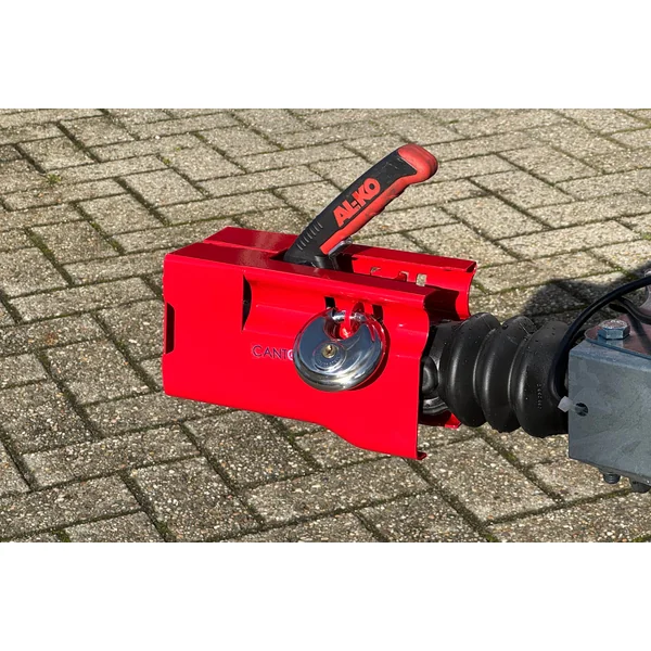 Antivol de timon tubulaire Cantonal - rouge - acier - incl. cadenas à disque en acier inoxydable avec 2 clés