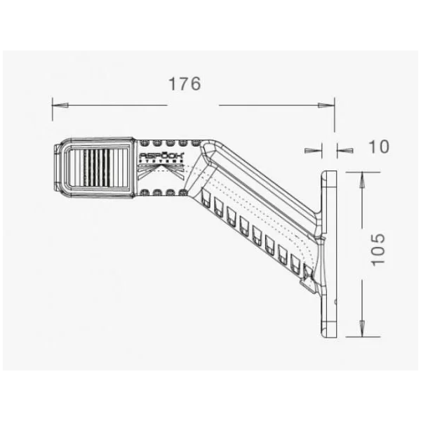 Aspöck Superpoint 4 - gauche - blanc/rouge/orange - LED - 100 cm câble plat