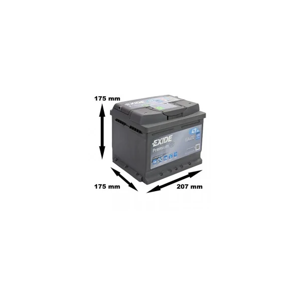 Batterie Exide Premium EA472 12v 47AH 450A lb1d