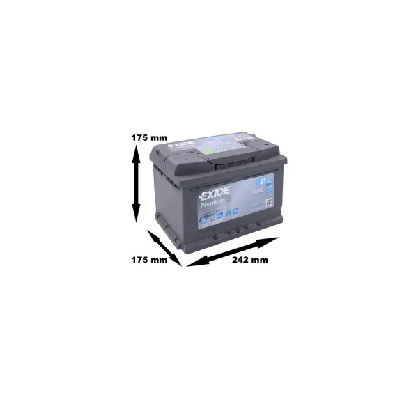 Batterie Exide Premium EA612 12v 60AH 600A LB2D