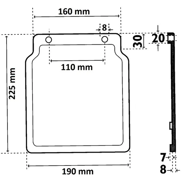 Bavette garde boue flexible Plastique (190x220 mm) - 2 pièces