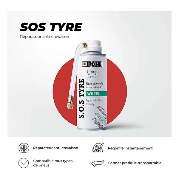 Bombe anti crevaison IPONE - SOS Tyre 200 ml - Motos