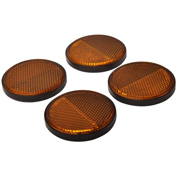 Catadioptre orange/jaune 58 mm rond autocollant 4 pièces