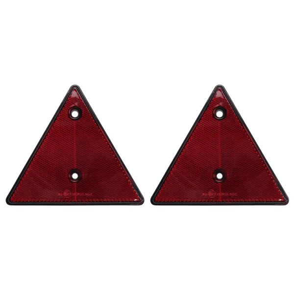 Catadioptre triangulaire rouge - 153x130 mm - Entraxe 70 mm - 2 piéces