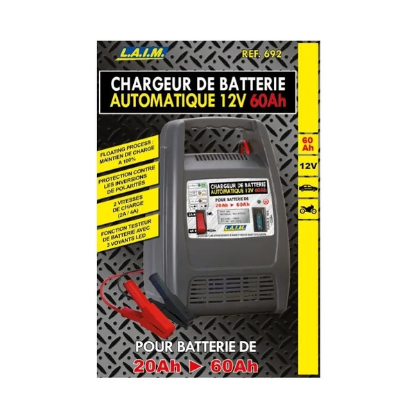 Chargeur batterie 12V 60Ah automatique pour batteries de 20 à 60Ah