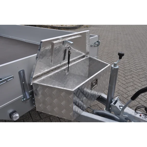 Coffre de timon aluminium 900/660x350x300 mm – serrure encastrée – couvercle automatique – tôle antidérapante