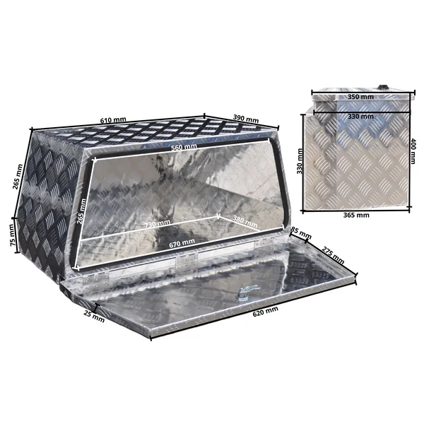 Coffre de timon en aluminium strié 760x380x400 mm