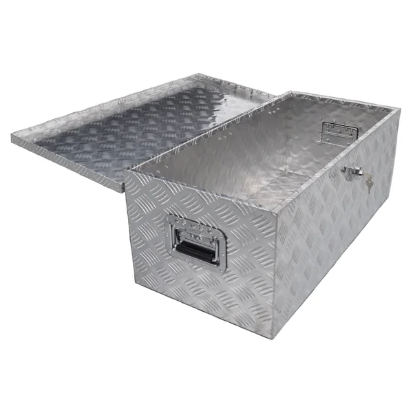 Coffre de timon en tôle aluminium antidérapante 840x400x310 mm – avec fermeture papillon