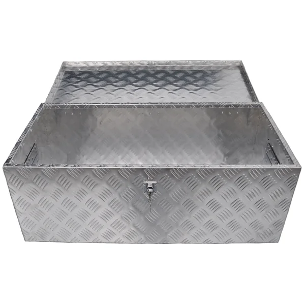 Coffre de timon en tôle aluminium antidérapante 840x400x310 mm – avec fermeture papillon