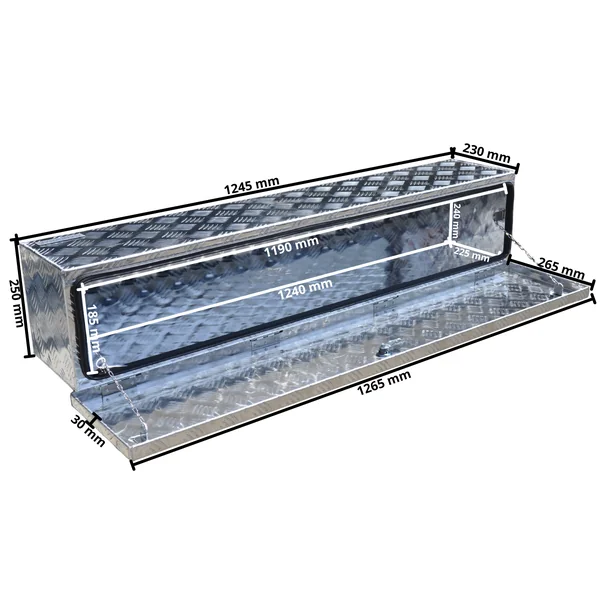 Coffre de timon en tôle aluminium à damier - 1250x250x250 mm
