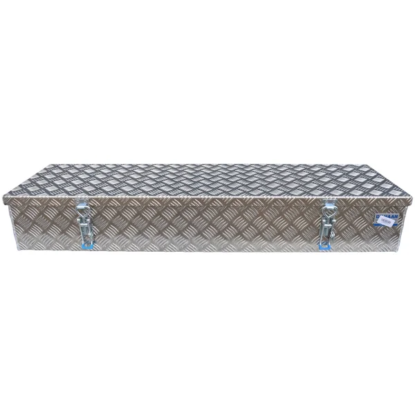 DE HAAN BOX HE - 1200x380x190 mm - boîte à timon en tôle d'aluminium à damier, étanche à l'eau et à la poussière - équipée de grenouillères remorques