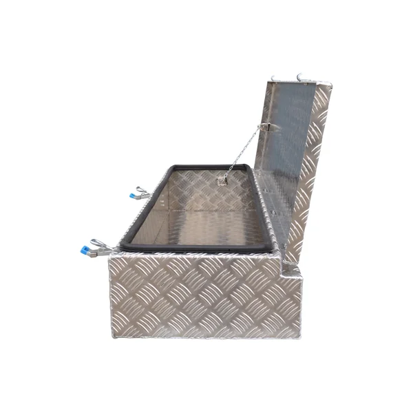 DE HAAN BOX HE - 1200x380x190 mm - boîte à timon en tôle d'aluminium à damier, étanche à l'eau et à la poussière - équipée de grenouillères remorques