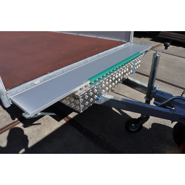 DE HAAN BOX HE - 1200x380x190 mm - boîte à timon en tôle d'aluminium à damier, étanche à l'eau et à la poussière - équipée de grenouillères remorques