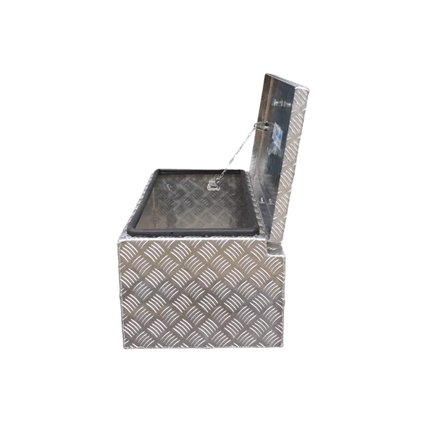 DE HAAN BOX L - 750x380x280 mm - boîte à timon en tôle striée aluminium étanche à l'eau et à la poussière - avec serrure à papillon, tendeur ou serrure en T