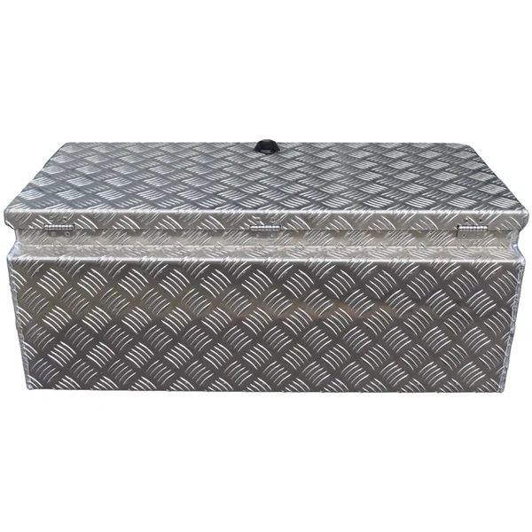 DE HAAN BOX L - 750x380x280 mm - boîte à timon en tôle striée aluminium étanche à l'eau et à la poussière - avec serrure à papillon, tendeur ou serrure en T