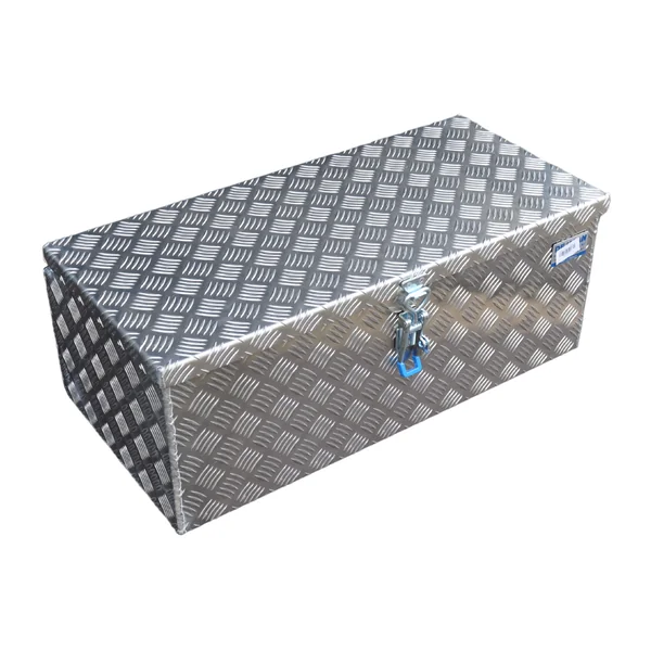 DE HAAN BOX L - 750x380x280 mm - boîte à timon en tôle striée aluminium étanche à l'eau et à la poussière - avec serrure à papillon, tendeur ou serrure en T