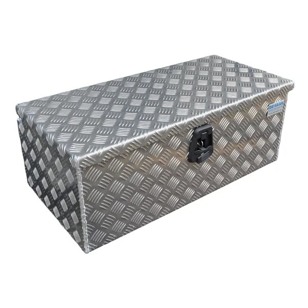 DE HAAN BOX L - 750x380x280 mm - boîte à timon en tôle striée aluminium étanche à l'eau et à la poussière - avec serrure à papillon, tendeur ou serrure en T