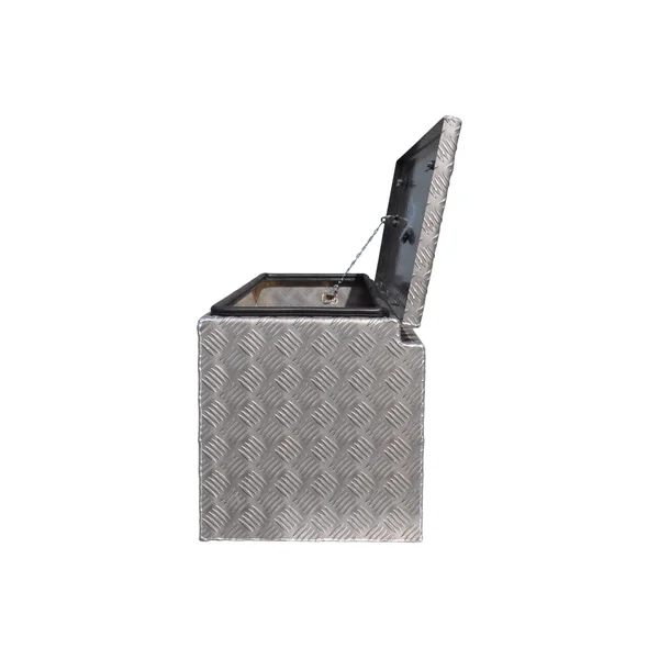DE HAAN BOX U - 1140x380x400 mm - boîte à timon en tôle striée en aluminium, étanche à l'eau et à la poussière - avec serrure à papillon, serrures à tendeur ou serrure en T