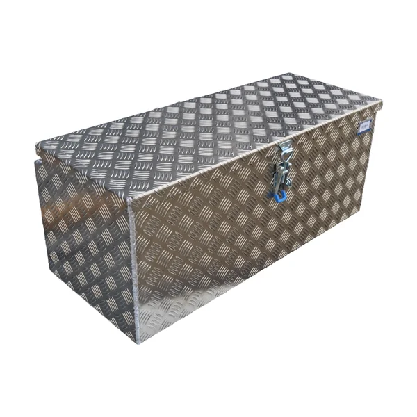 DE HAAN BOX W - 900x380x380 mm - boîte à timon en tôle striée en aluminium, étanche à l'eau et à la poussière - avec serrure à papillon, serrures à tendeur ou serrure en T
