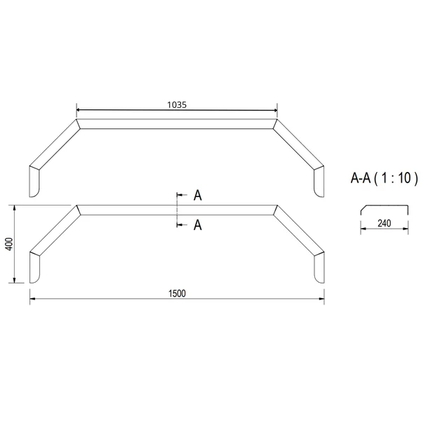 De Haan THMAQ 24150 - 1500x240x400 mm - garde boue Tandem en plaque d'aluminium striée