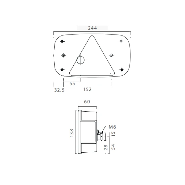 Feu arrière Multipoint 3 gauche 8 pôles - 244x138x60 mm - avec Prises Aspöck