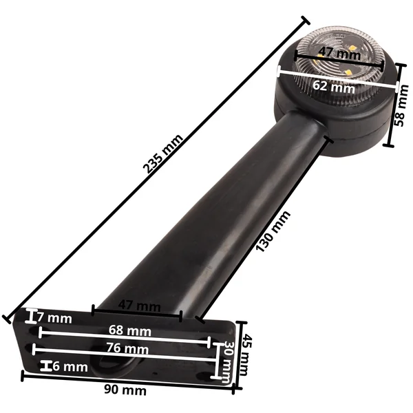 Feu de gabarit rouge/blanc - 45 degrés - LED - 12/24 Volt