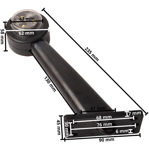 Feu de gabarit rouge/blanc - 45 degrés - LED - 12/24 Volt