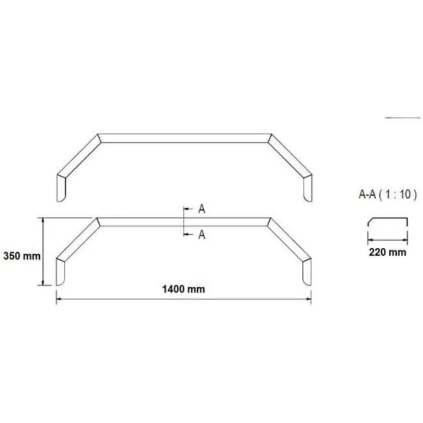 Garde boue Tandem - 1400x220x350 mm - 5 côtés
