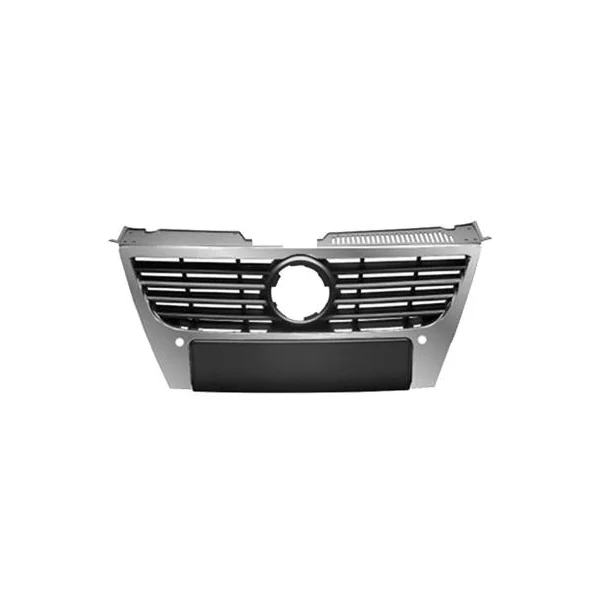 Grille radiateur centrale pour VOLKSWAGEN PASSAT B6 2005-2010, profils chromés, trous capteurs radar
