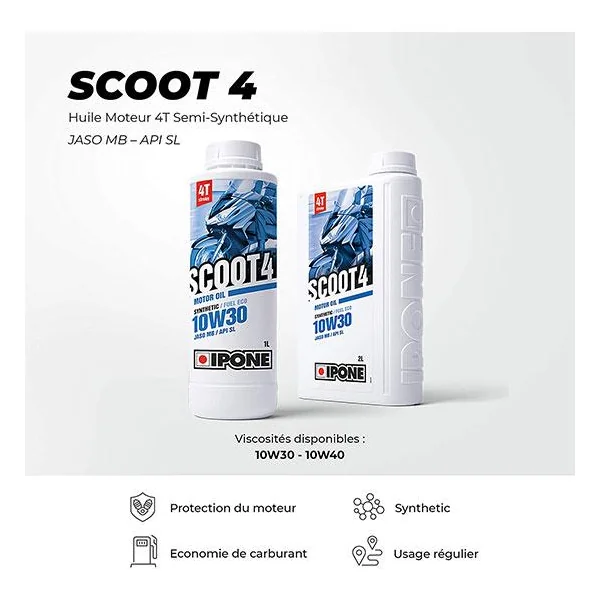 Huile Moteur 4 Temps Semi-Synthétique SCOOT 4 10W40 - IPONE