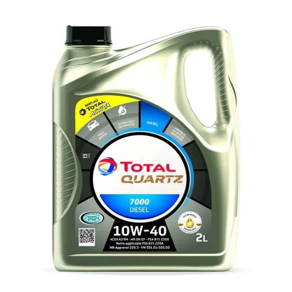 Huile moteur TOTAL QUARTZ 7000 10W40 diesel 2 L - TOTAL