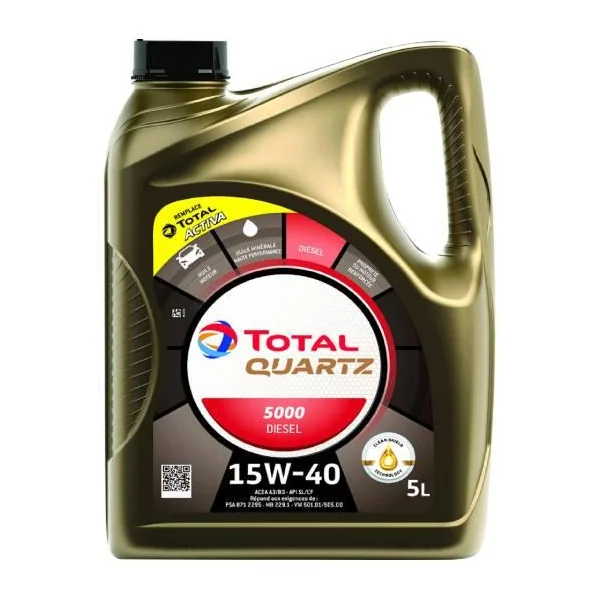 Huile Quartz 5000 15W40 diesel 5L - TOTAL