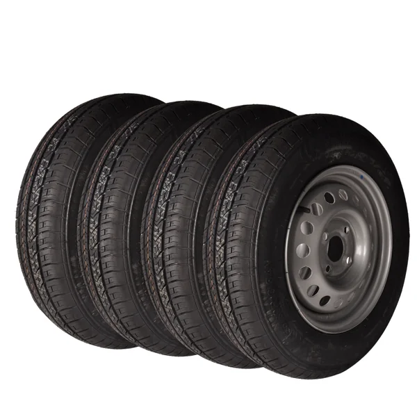 Jeu de 4 roues complètes - 155/80R13 - entraxe : 4x100 - capacité de charge : 500 kg - diamètre du moyeu : 57 mm