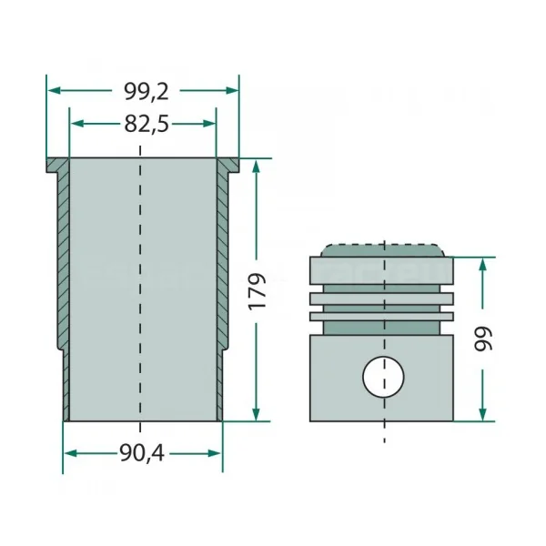 Kit cylindrée complet Ø 82,55 mm - McCormick et IHC - DED 3, DGD 4, DLD 2, D 212, D 214, D 215, D 320, D 322, D 430, D 432