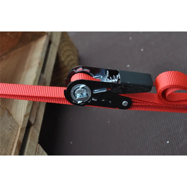 Lot de 2 sangles d'arrimage - 500x2,5 cm - rouge - charge de rupture 750 kg