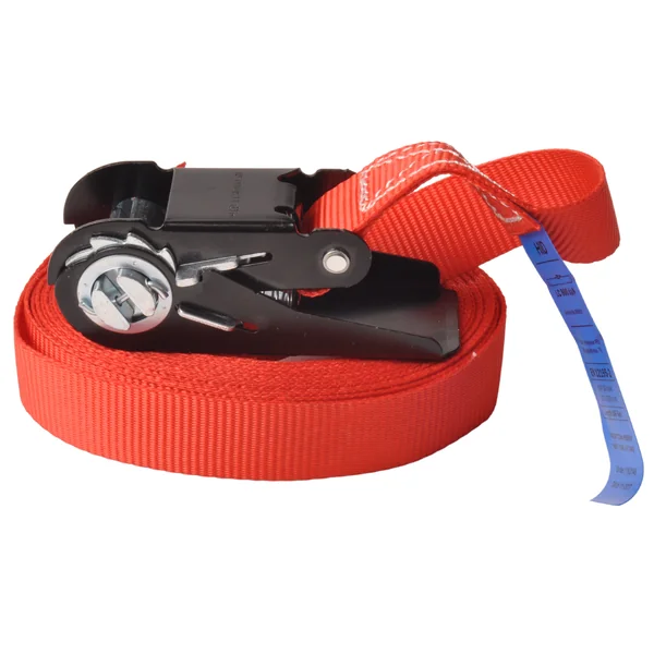Lot de 2 sangles d'arrimage - 500x2,5 cm - rouge - charge de rupture 750 kg