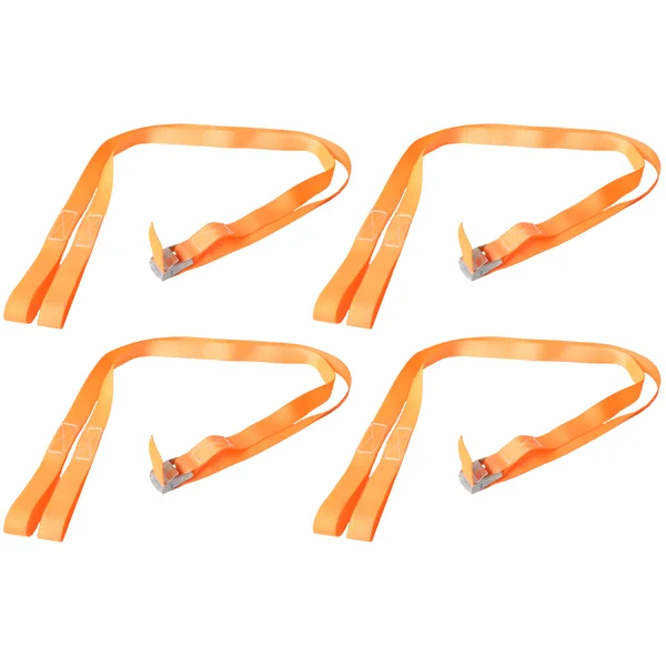 Lot de 4 sangles d'arrimage - 195x2,5 cm - orange - charge de rupture 250 kg - 2 parties