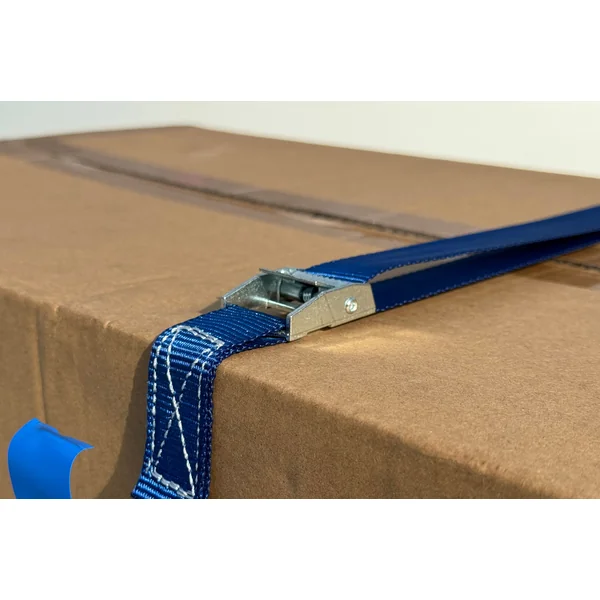 Lot de 4 sangles d'arrimage - 300x2,5 cm - bleu - charge de rupture 250 kg