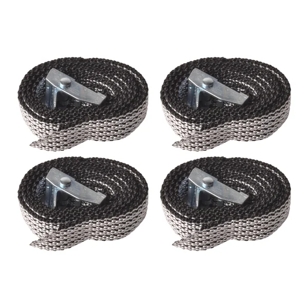 Lot de 4 sangles d'arrimage - 80x1,6 cm - gris - charge de rupture 150 kg