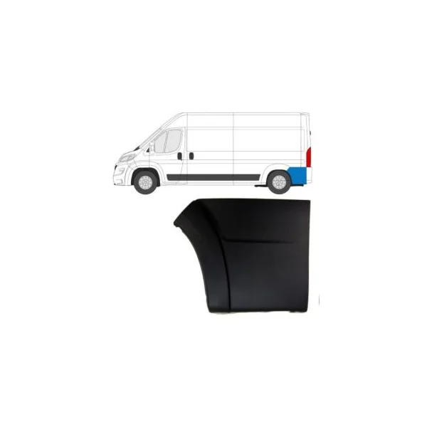 Moulure d'aile arrière gauche partie arrière pour FIAT DUCATO III ph.1, 2006-2014 , noire, Neuve