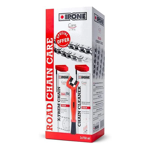 PACK CHAINE ROUTE Dégraissant 750ml + Graisse de chaîne route 750ml + Brosse de chaîne - IPONE